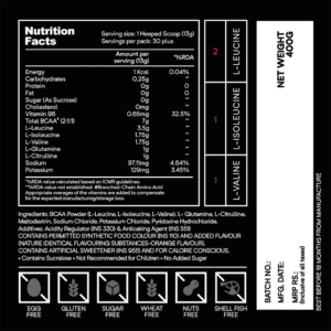 GM5 Fermented BCAA Nutrition Facts